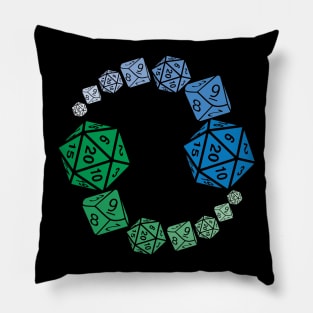 Yin Yang Dice RPG T-Shirt | Blue and Green Design Pillow