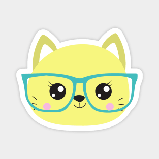 Hipster Cat, Cat With Glasses, Cute Cat, Kitten Magnet