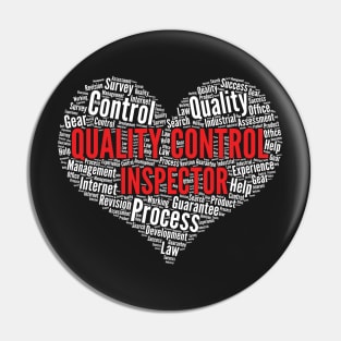 Quality control inspector Heart Shape Word Cloud print Pin