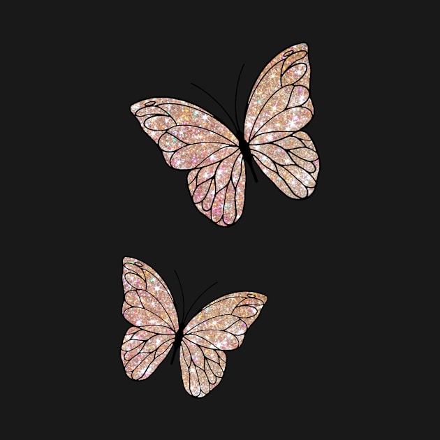 Rose Gold Glitter Butterflies by anrockhi