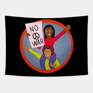 Two Girls Protesting Against War Tapestry