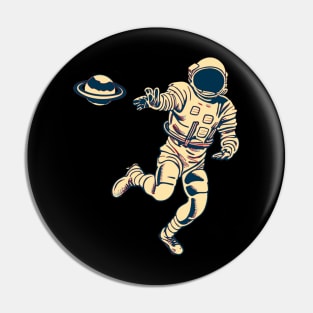 Astronaut Playing Football Pin