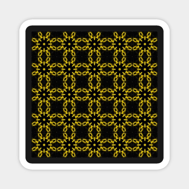 Yellow Chrysanthemum Light and Shadow Kaleidoscope pattern (Seamless) 13 Magnet by Swabcraft