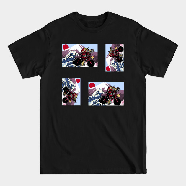 Discover Japanese Samurai Cycling through Rushing Waves - Japanese Sumurai - T-Shirt