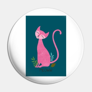 Pink kitten on a green color Pin