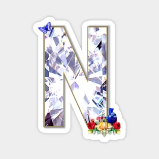 Name Initial Letter N and Blue Fairy Wren Magnet