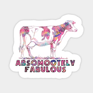 Absomootely fabulous cow floral pink and black Magnet