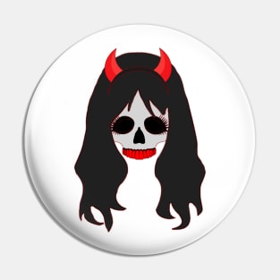 Devil Girl Skull Pin