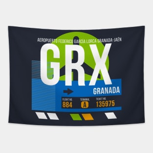 Granada (GRX) Airport // Retro Sunset Baggage Tag Tapestry