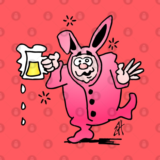 Drunk in a pink bunny suit by Cardvibes