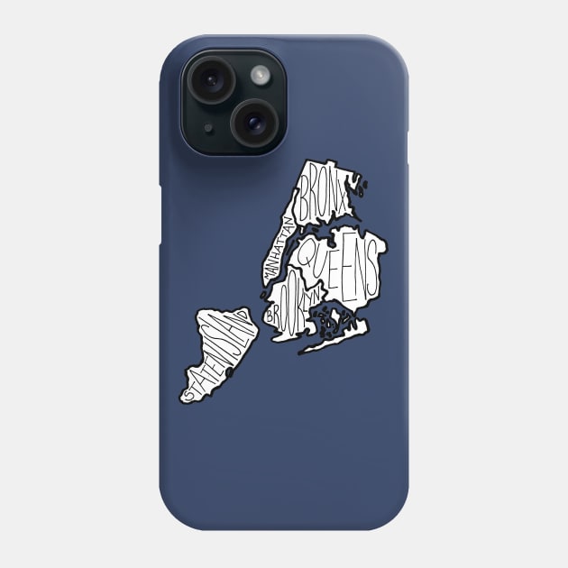 Five Boroughs NYC Map Phone Case by calenbundalas