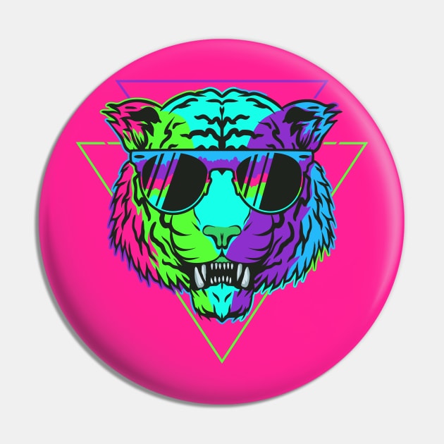 80s New Wave Vintage Tiger Pin by machmigo