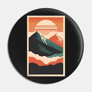 Linear Sunset Mountain Range Pin