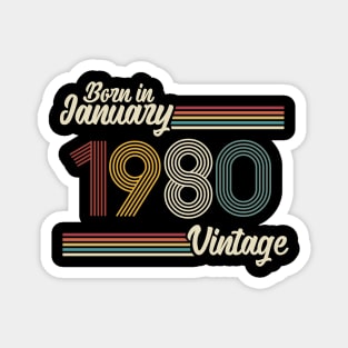 Vintage Born in January 1980 Magnet