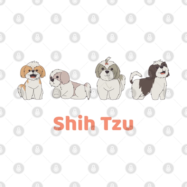 Cute Shih Tzu Dog Drawing Illustration by MariOyama