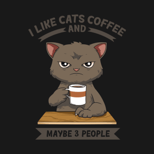 Funny Angry Cat Coffee Lover Feline Morning Animal T-Shirt