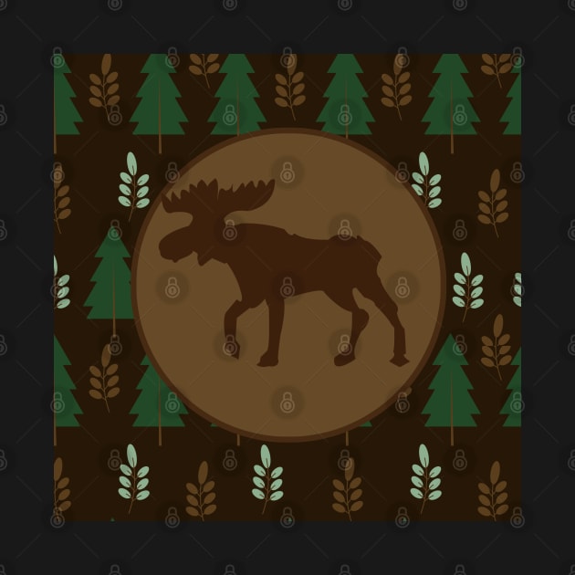 Rustic Moose with Pine Tree and Branch by JessDesigns