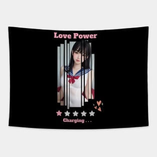 Love Power Charging Anime Girl Tapestry