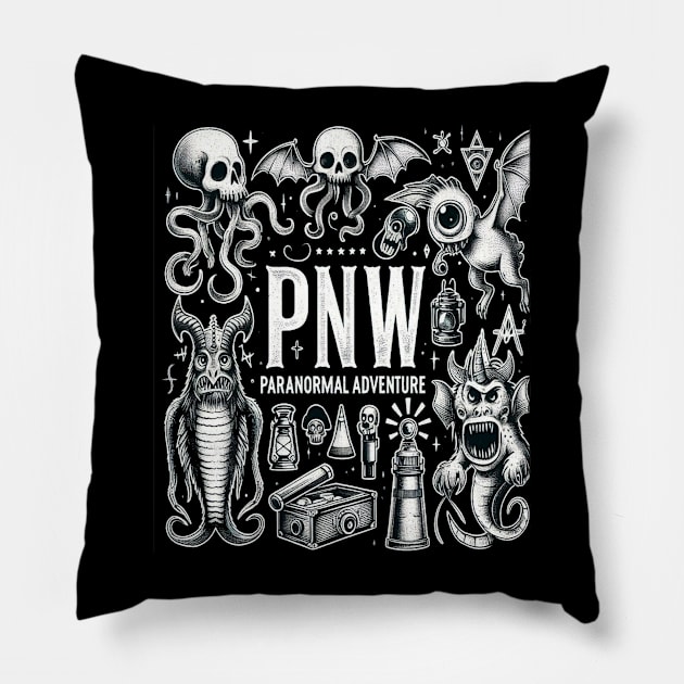 Pacific Northwest Paranormal Adventures Pillow by Dead Galaxy