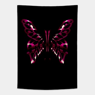 Fantasy Butterfly Silhouette with Glowing Red Wings Tapestry
