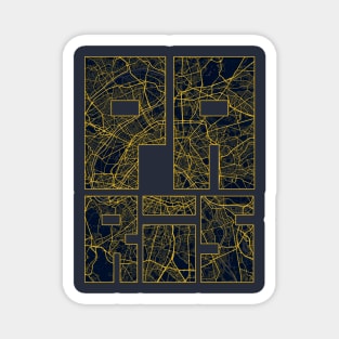 Paris, France City Map Typography - Gold Art Deco Magnet