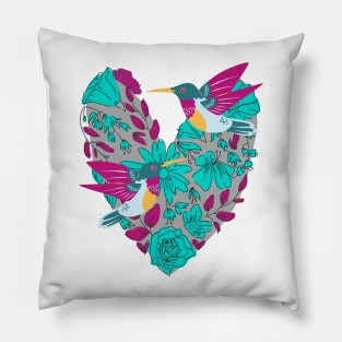 Flying Hummingbirds With Flowers Pillow