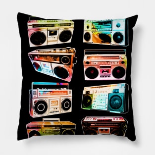 Colorful Pop Art Boomboxes Pillow