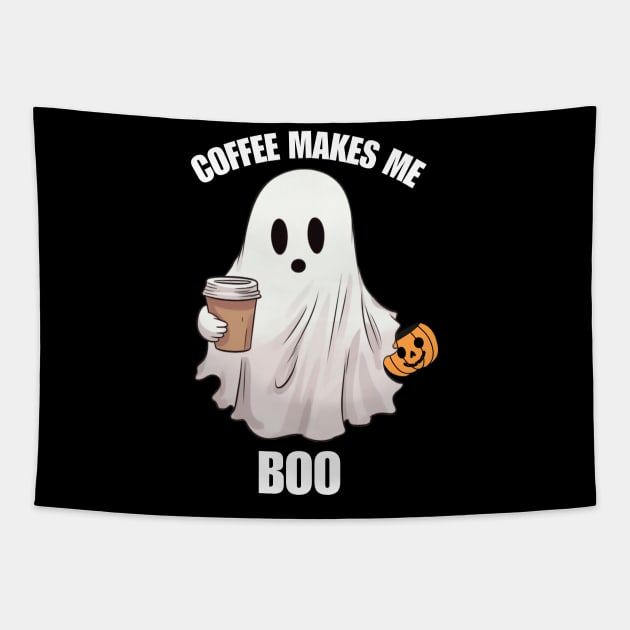 Ghost Coffee Halloween Funny Shirt Boo T-Shirt Boo Tapestry by grizzlex