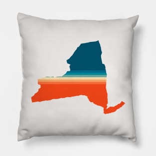 New York State Retro Map Pillow