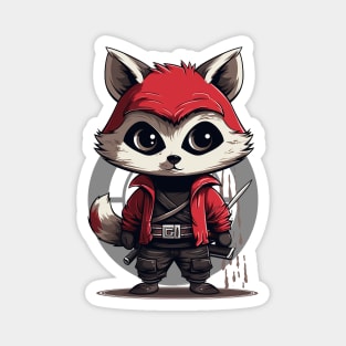 Prowling Red Panda Ninjas Magnet