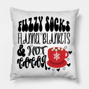 Fuzzy Socks Flannel Blankets & Hot Cocoa Shirt, Winter Hot Chocolate Lover Pillow