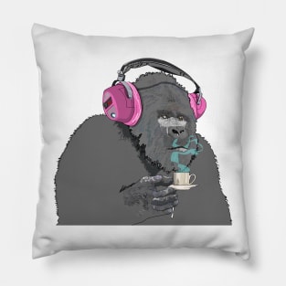 Gorilla sipping expresso Pillow