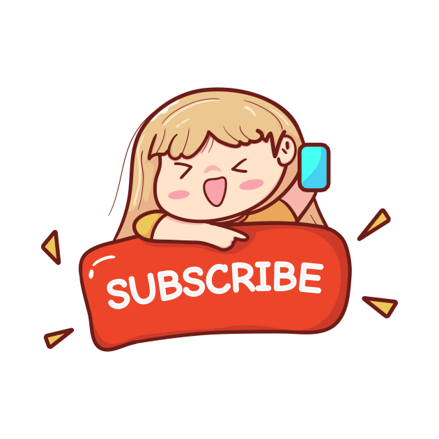 cute girl youtuber with subscribe icon by MAAQ Design