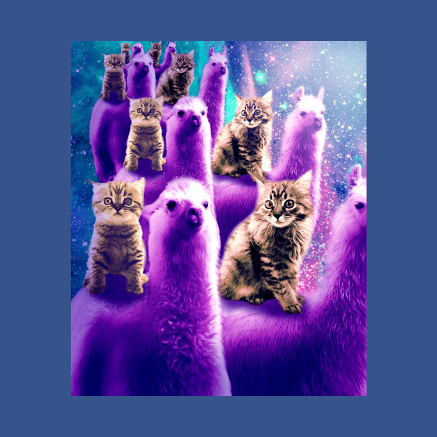 Disover Outer Space Galaxy Kitty Cat Riding On Llama - Cat - T-Shirt