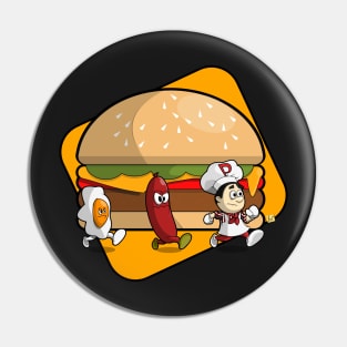 STOP! Burger Time Pin