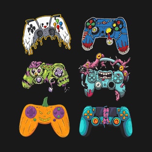 Skeleton Zombie Halloween For Gamer Boys Gaming Controllers T-Shirt