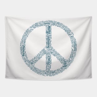 Peace Symbol Silhouette Shape Text Word Cloud Tapestry