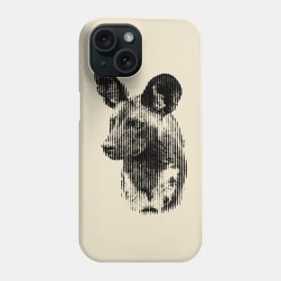 African Wild Dog in Striking Pattern of Black and White Vertical Stripes Phone Case