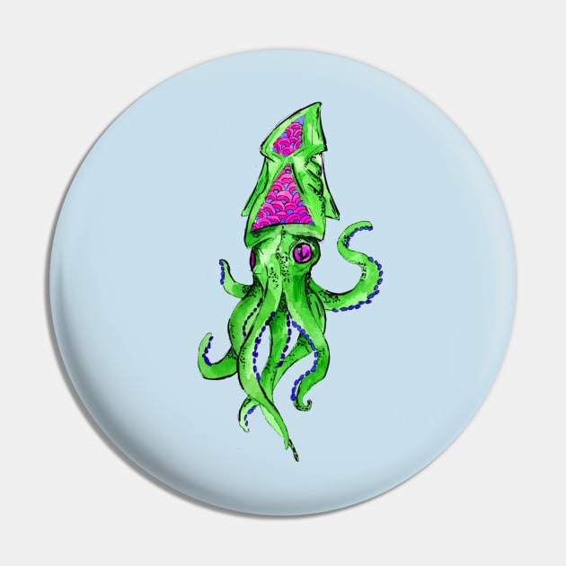 Green Octopus Pin by ZeichenbloQ