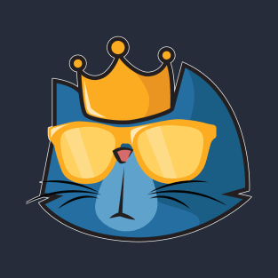 King cat with golden sunglasses and crown T-Shirt