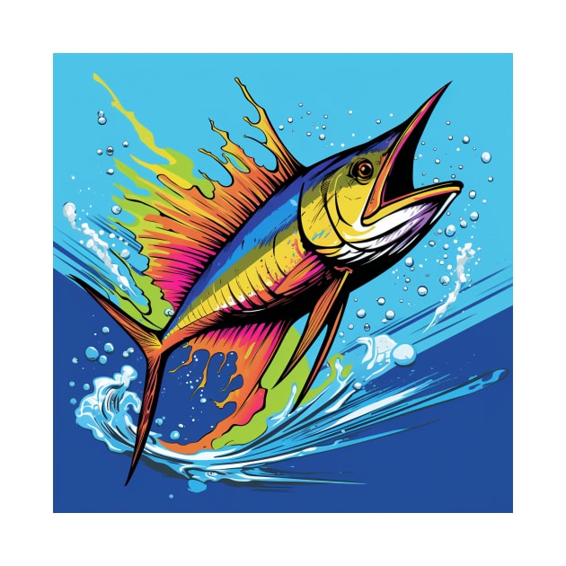 Marlin Fish Cartoon Pop Art 1 by AstroRisq