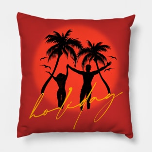 Holiday Palm Trees Beach Sea Gulls Pillow