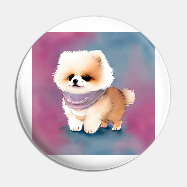 Cute Pomeranian Puppy Wearing a Scarf Art 1