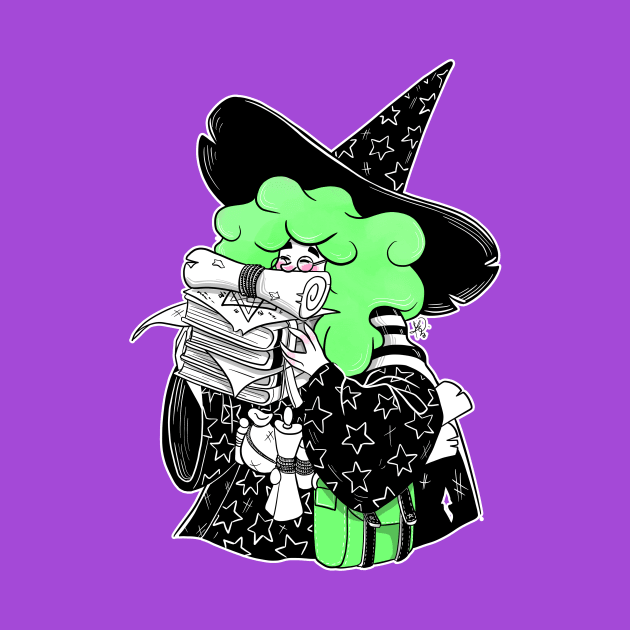 The Bookworm Witch - Green Hair by KPrimeArt