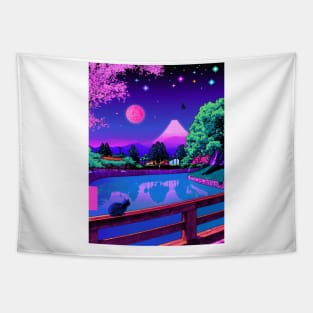 Vaporwave T-Shirt - Aesthetic 80s Pixel Art Japan Design Kawaii Cat Tapestry