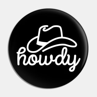 Howdy Cowboy Hat Line Art Western Country USA Pin