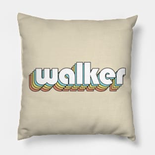 Walker - Retro Rainbow Typography Faded Style Pillow