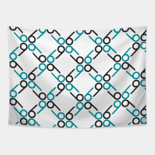 Mid Mod 666 69 Deco Print Pattern Retro Teal White Black Classy Elegant Tapestry