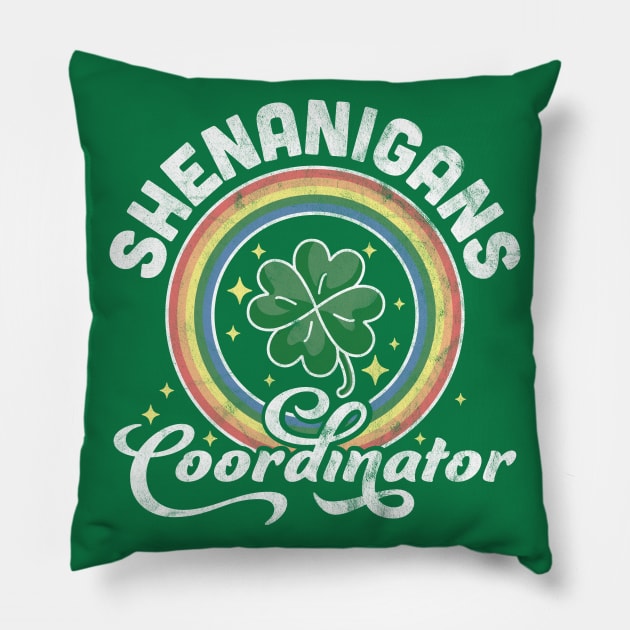 Shenanigans Coordinator Funny Teacher St Patrick's Day Retro Pillow by OrangeMonkeyArt