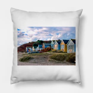 Beach Huts Hengistbury Head Dorset England Pillow